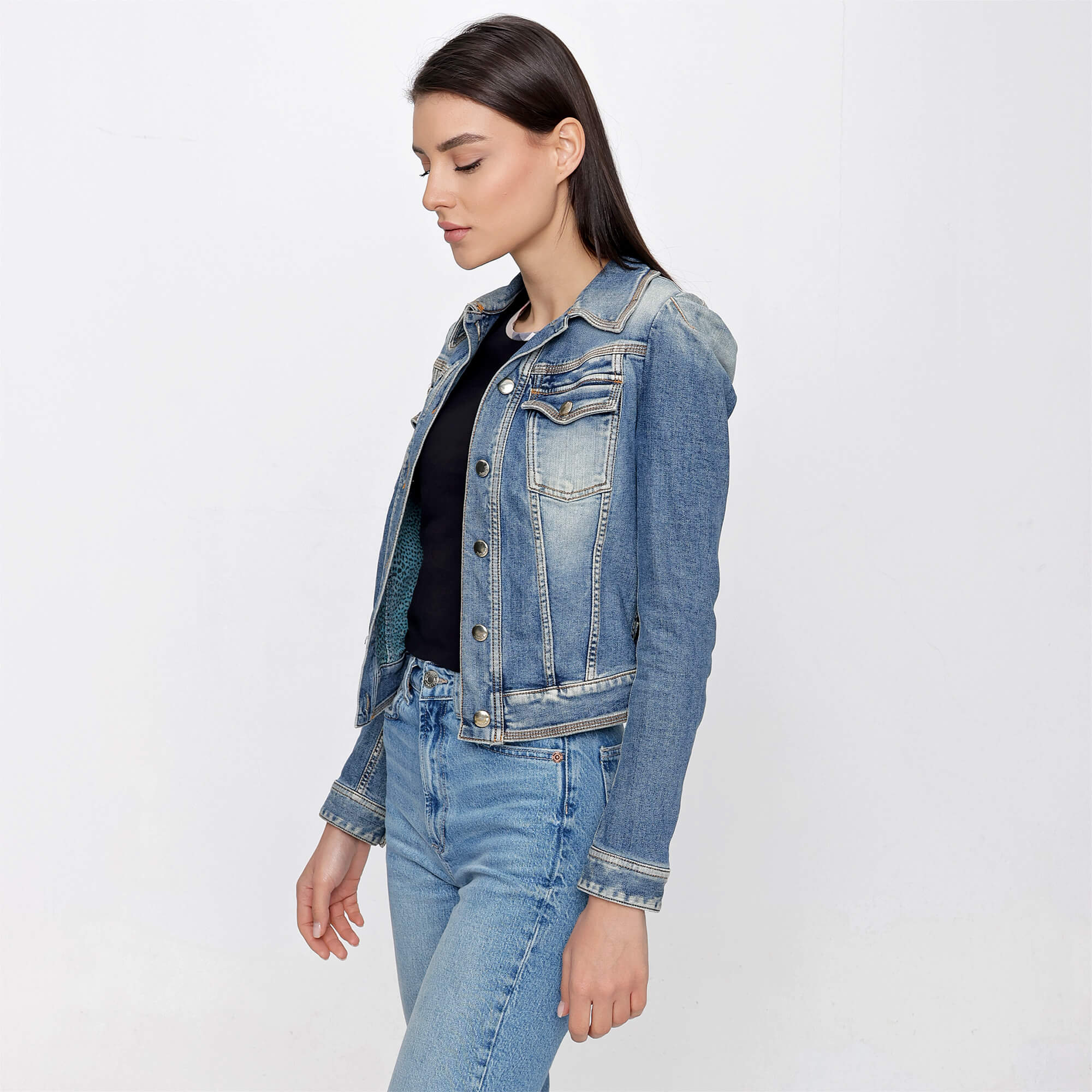 Just Cavalli - Blue Cotton Blend Buckle Details Denim Jacket